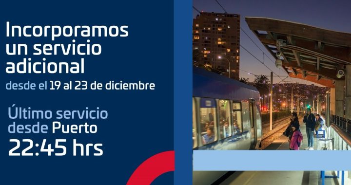 #EFE Valparaíso anuncia ampliación de horario, desde #Puerto  a #Limache, durante la próxima semana
